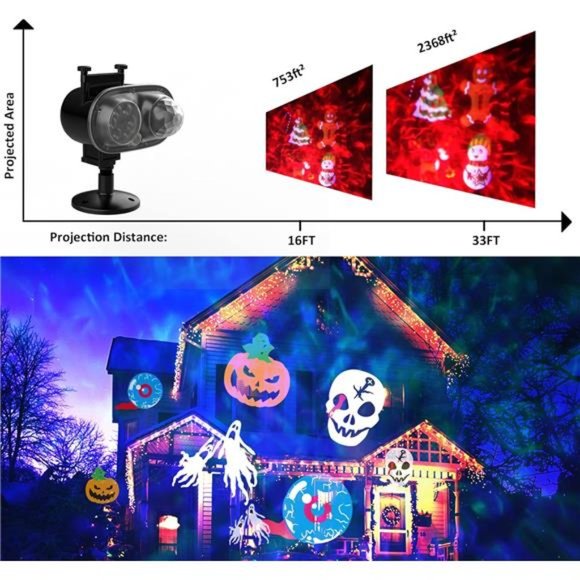 2-in-1Holiday Light Projector with 16 All Seasons Slides, 10 Colors, Waterproof - Picture 6 of 6